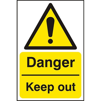 B-Safe Danger Keep Out Sign, 200x300mm, Self Adhesive, Pack of 5