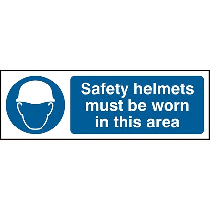B-Safe Safety Helmets Must Be Worn Sign, 300x100mm, PVC, Pack of 5