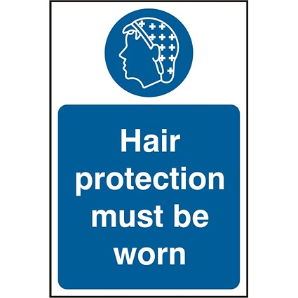 B-Safe Hair Protection Must Be Worn Sign, 200x300mm, Self Adhesive, Pack of 5