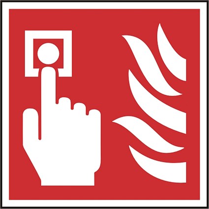 B-Safe Fire Alarm Call Point Symbol Sign, 100x100mm, Self Adhesive, Pack of 5