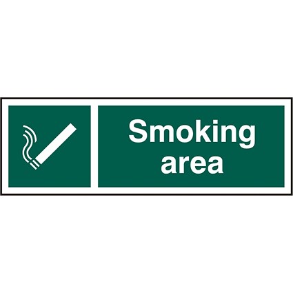B-Safe Smoking Area Sign, 300x100mm, PVC, Pack of 5