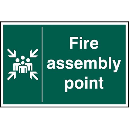 B-Safe Fire Assembly Point Sign, 300x200mm, PVC, Pack of 5