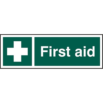 B-Safe First Aid Sign, 300x100mm, Self Adhesive, Pack of 5