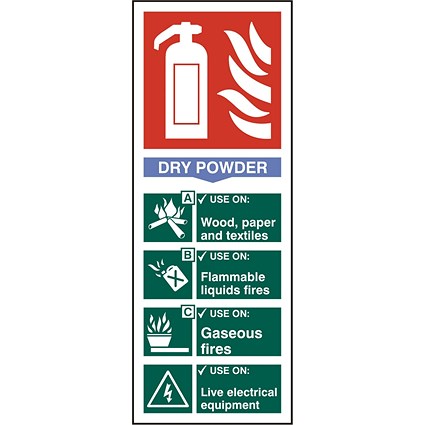 B-Safe Dry Powder Fire Extinguisher Sign, 82x202mm, Self Adhesive, Pack of 5