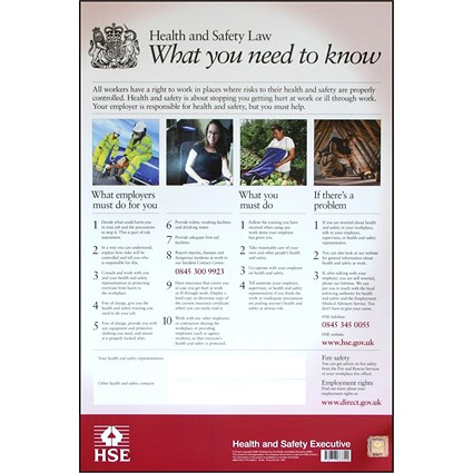 HSE Health And Safety Law Poster, A2