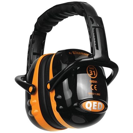 QED31 Folding Ear Defender, Black/Orange