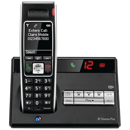 BT Diverse 7450 R DECT Cordless Phone With Answer Machine Black 044712