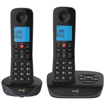 BT Essential 1 Twin Telephone Answering Machine with Nuisance Call Block Feature Black Ref 90658 BT Essential 1 Twin Telephone Answering Machine with Nuisance Call Block Feature Black Ref 90658