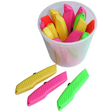 Pacific Handy Cutter Hi-Viz Knives In Plastic Tub, Pack of 18