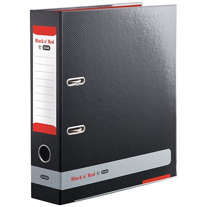 Black n Red A4 Lever Arch File, 80mm Spine, Black