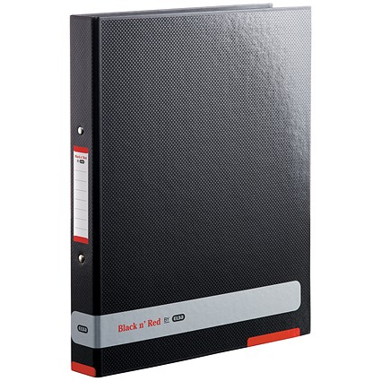 Black n Red Ring Binder, A4, 2 O-Ring, 25mm Capacity, Black