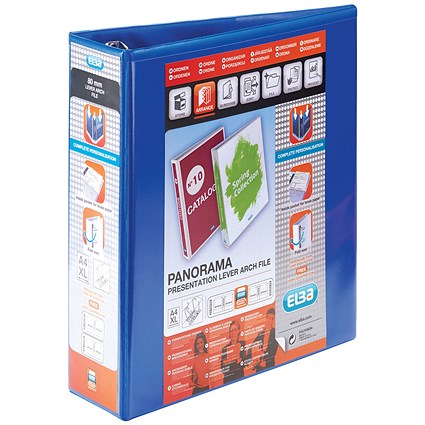 Elba A4 Presentation Lever Arch Files, 70mm Spine, Plastic, Blue, Pack of 5 Elba A4 Presentation Lever Arch Files, 70mm Spine, Plastic, Blue, Pack of 5