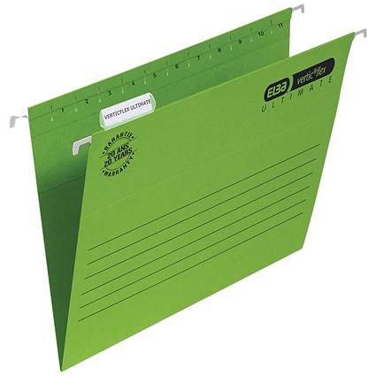 Elba Ultimate Verticflex Manilla Suspension Files, V Base, Foolscap, Green, Pack of 25 Elba Ultimate Verticflex Manilla Suspension Files, V Base, Foolscap, Green, Pack of 25