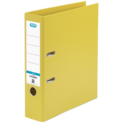 Elba A4 Lever Arch File, 70mm Spine, Plastic, Yellow Elba A4 Lever Arch File, 70mm Spine, Plastic, Yellow