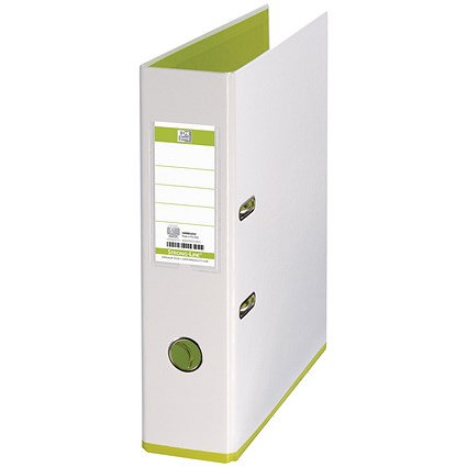 Oxford A4 Lever Arch File, 80mm Spine, Plastic, White & Lime Oxford A4 Lever Arch File, 80mm Spine, Plastic, White & Lime