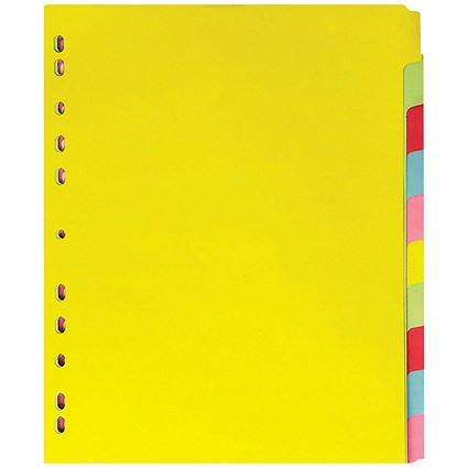 Elba Recycled Subject Dividers, Extra Wide, 10-Part, Blank Multicolour Tabs, A4, Multicolour