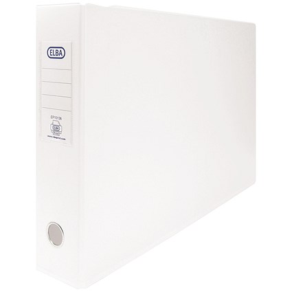 Elba A3 Lever Arch Files, Landscape, 75mm Spine, Plastic, White, Pack of 2 Elba A3 Lever Arch Files, Landscape, 75mm Spine, Plastic, White, Pack of 2