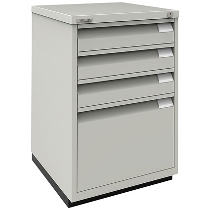 Bisley Foolscap Office Filing Cabinet, 4 Drawer(1 Suspension File), Goose Grey