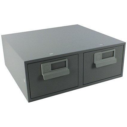 Bisley Index Card Cabinet, 2-Drawer, 152x102mm, Grey