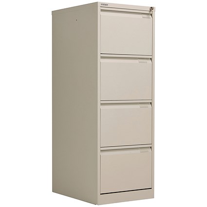 Bisley Foolscap Office Filing Cabinet, 4 Drawer, Goose Grey