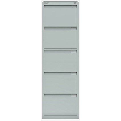 Bisley Foolscap Office Filing Cabinet, 5Drawer, Goose Grey