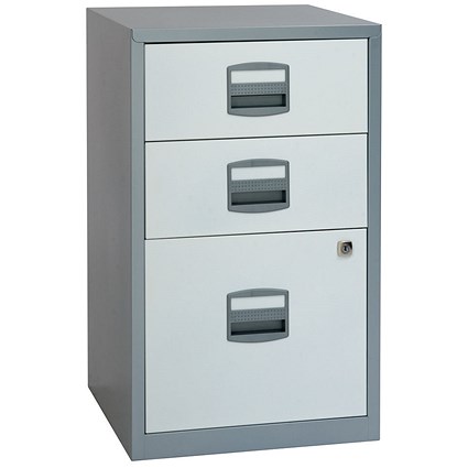 Bisley 3 Drawer A4 Home Filer Silver/White BY00587