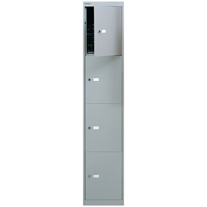 Bisley 4 Door Locker, 305x305x1802mm, Goose Grey