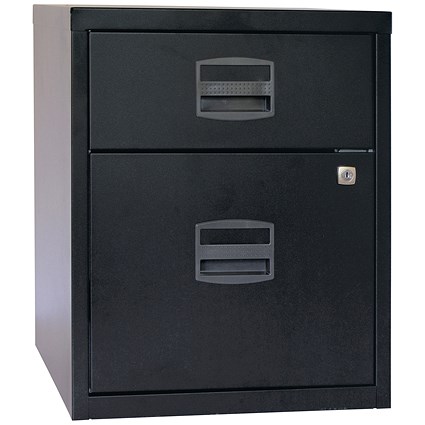 Bisley A4 Home Filing Cabinet, 2 Drawer(1 Suspension File Drawer), Black Bisley A4 Home Filing Cabinet, 2 Drawer(1 Suspension File Drawer), Black