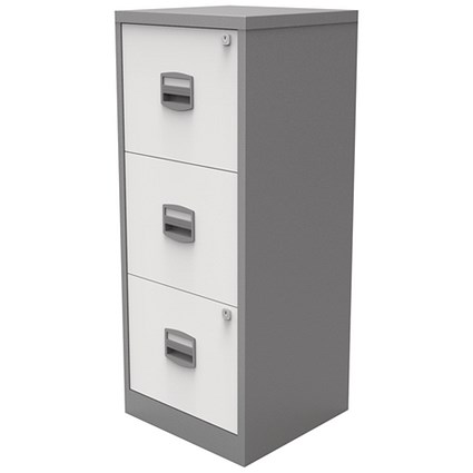 Bisley 3 Drawer A4 Home Filer Silver/White BY78732