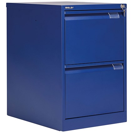 Bisley Foolscap Filing Cabinet, 2 Drawer, Blue Bisley Foolscap Filing Cabinet, 2 Drawer, Blue