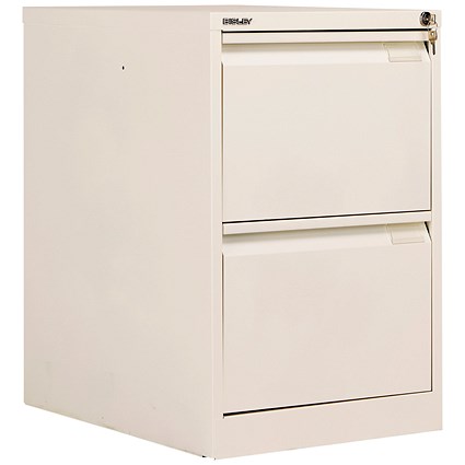 Bisley Foolscap Filing Cabinet, 2 Drawer, Chalk White