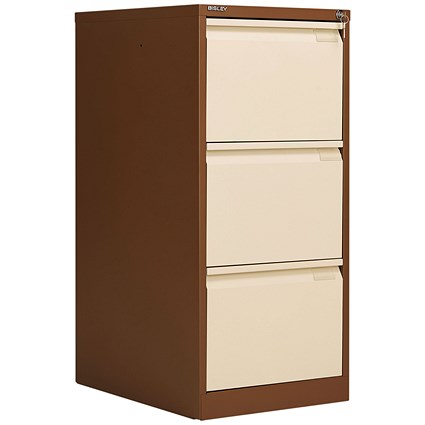 Bisley Foolscap Filing Cabinet, 3 Drawer, Coffee and Cream