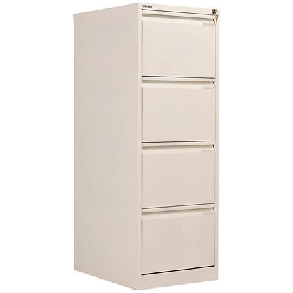 Bisley Foolscap Filing Cabinet, 4 Drawer, Chalk White