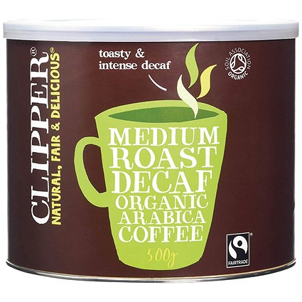 Clipper Fairtrade Organic Instant Decaffeinated Freeze Dried Coffee Granules - 500g Tin