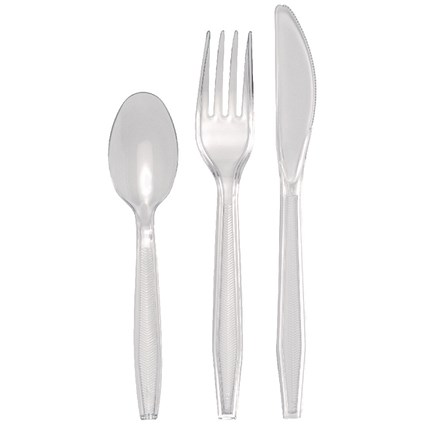 Plastic Cutlery 150 Piece Set Clear