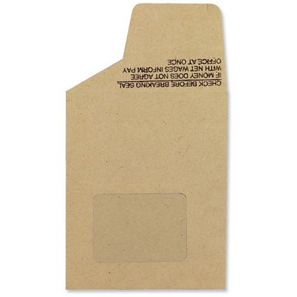 New Guardian Wage Envelopes with Window / 121x98mm / Press Seal / Manilla / Pack of 1000