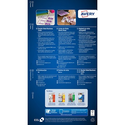 Avery Business Cards 85mm x 54mm Inkjet Prints on Both Sides 200 Cards/25 Sheets 240gsm (Pack 200 Cards) -