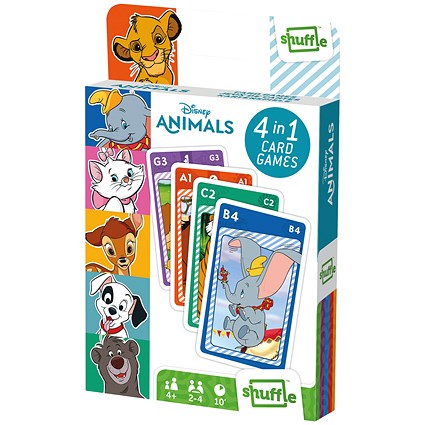 Shuffle Disney Animals 4-in-1 Card Game (Pack of 12)
