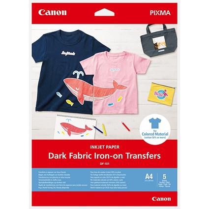 Canon DF-101 Dark Iron on Transfers A4 5 sheets - DF101A4