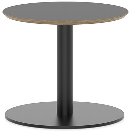 Brixworth 600mm Round Coffee Table Black Top Black Leg Disc Base Low