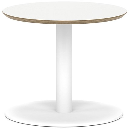 Brixworth 600mm Round Coffee Table White Top White Leg Disc Base Low