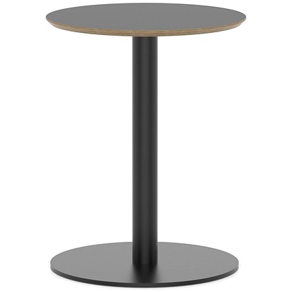 Brixworth 600mm Round Coffee Table Black Top Black Leg Disc Base Medium