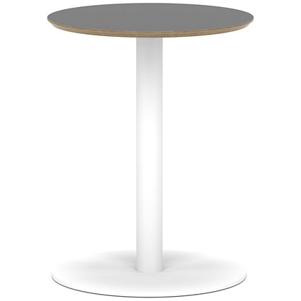 Brixworth 600mm Round Coffee Table Black Top White Leg Disc Base Medium