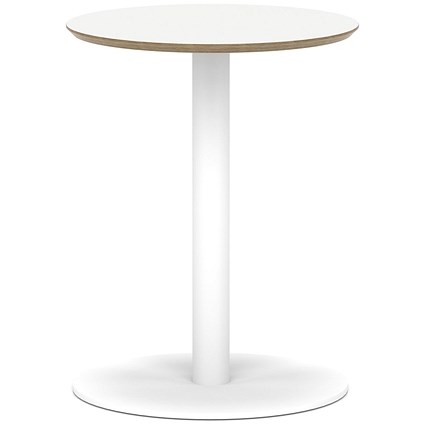 Brixworth 600mm Round Coffee Table White Top White Leg Disc Base Medium