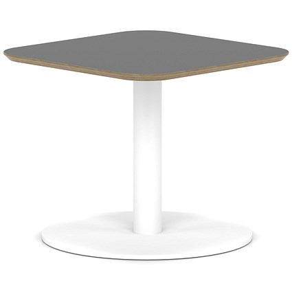 Brixworth 600mm Square Coffee Table Black Top White Leg Disc Base Low