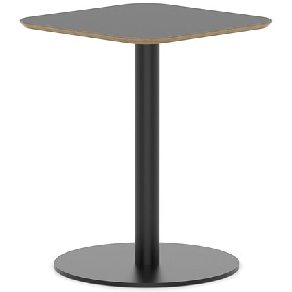 Brixworth 600mm Square Coffee Table Black Top Black Leg Disc Base Medium