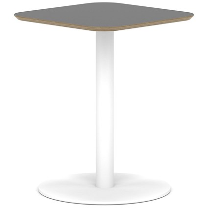 Brixworth 600mm Square Coffee Table Black Top White Leg Disc Base Medium