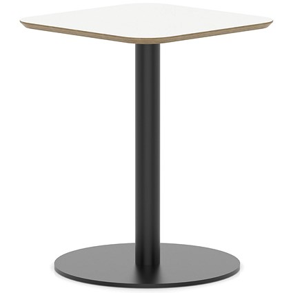 Brixworth 600mm Square Coffee Table White Top Black Leg Disc Base Medium