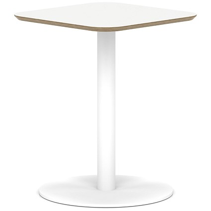 Brixworth 600mm Square Coffee Table White Top White Leg Disc Base Medium