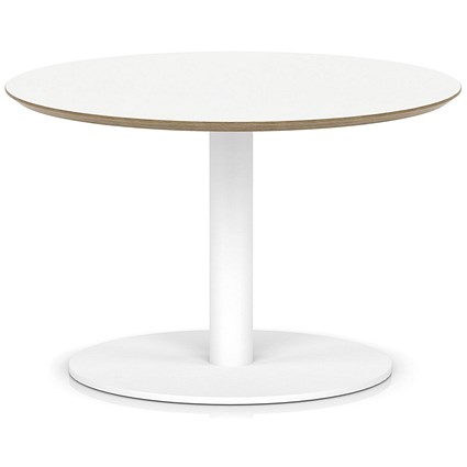 Brixworth 800mm Round Coffee Table White Top White Leg Disc Base Low